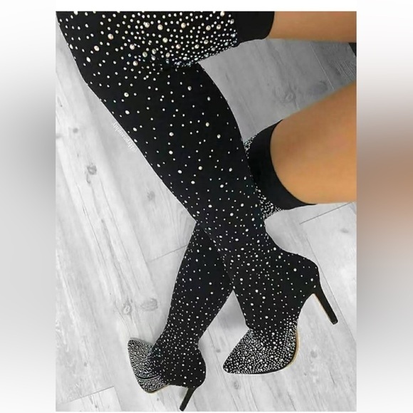 Over knee embellished boots sock size 8.5 - Picture 1 of 11